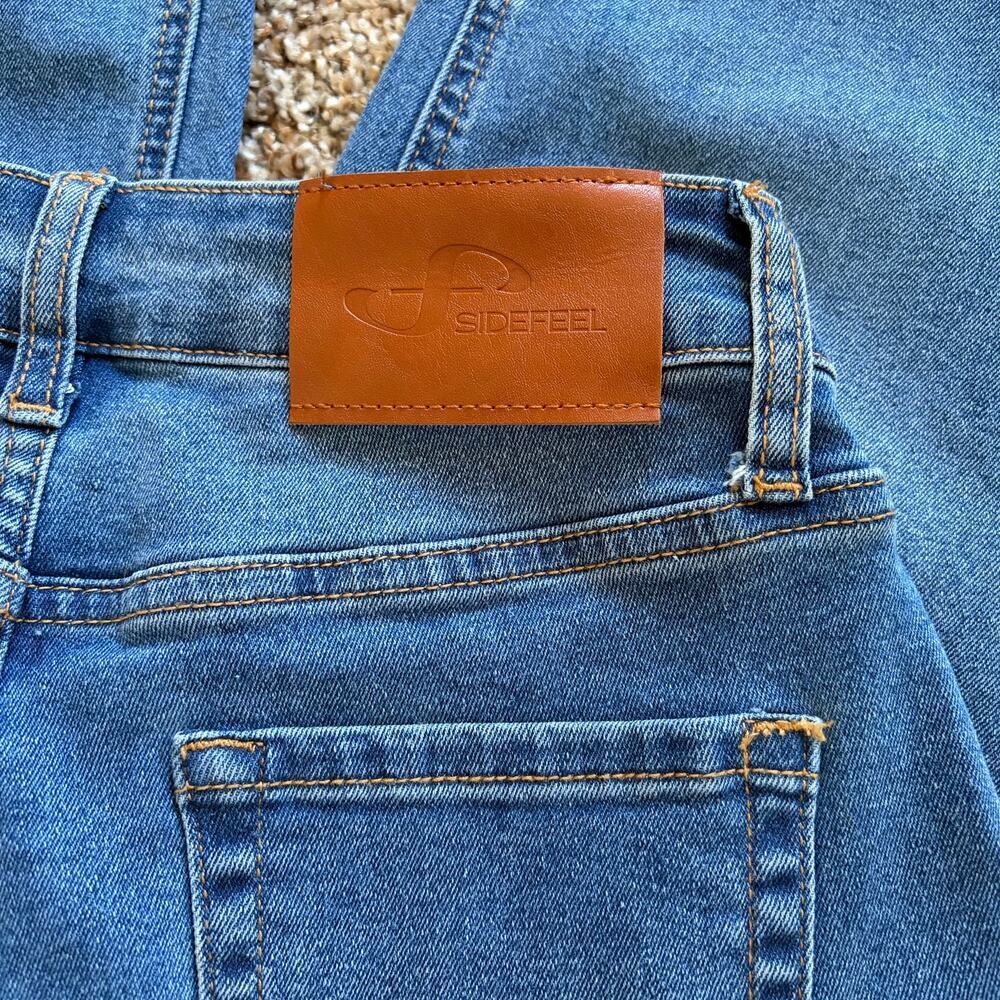Sidefeel Womens Wide Leg Stretch Denim Blue Jeans Size 4 Panel - Picture 3 of 7